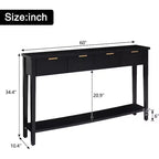 Kinsuite Table console avec 4 tiroirs - Table d'entrée en bois, Table console derrière le canapé, Longue table de canapé moderne de 152 cm
