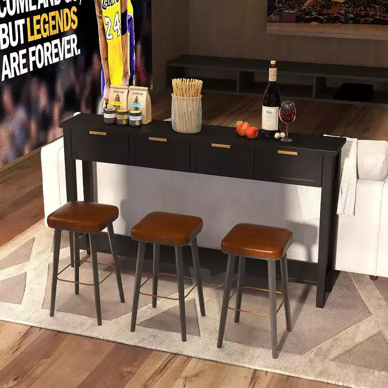 Kinsuite Table console avec 4 tiroirs - Table d'entrée en bois, Table console derrière le canapé, Longue table de canapé moderne de 152 cm