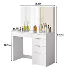 Coiffeuse blanche avec miroir lumineux et 5 tiroirs de rangement