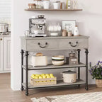 Console étroite GustoWave avec 2 tiroirs, petite table d'entrée avec étagères de rangement, petite table de canapé pour foyer et couloir pour salon
