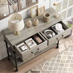 Console étroite GustoWave avec 2 tiroirs, petite table d'entrée avec étagères de rangement, petite table de canapé pour foyer et couloir pour salon