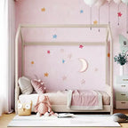 Lit cabane double/grand format Lit plateforme en velours Cadre de lit en bois pour enfant, beige - ModernLuxe