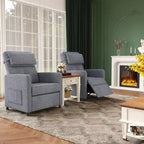 Fauteuil inclinable électrique, canapé simple ergonomique en lin avec siège rembourré et 2 poches latérales, fauteuil inclinable électrique réglable pour salon, chambre à coucher