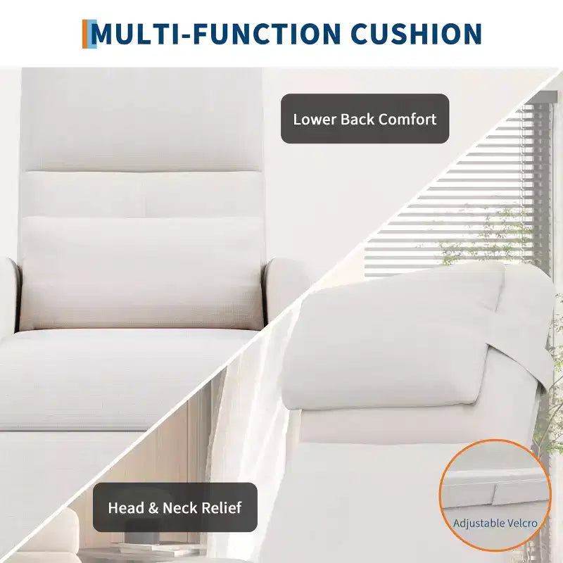 Fauteuil inclinable électrique, canapé simple ergonomique en lin avec siège rembourré et 2 poches latérales, fauteuil inclinable électrique réglable pour salon, chambre à coucher