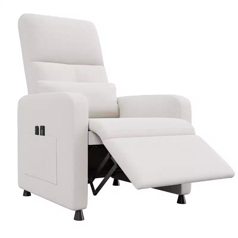 Fauteuil inclinable électrique, canapé simple ergonomique en lin avec siège rembourré et 2 poches latérales, fauteuil inclinable électrique réglable pour salon, chambre à coucher
