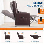 Fauteuil inclinable, fauteuil inclinable réglable, canapé ergonomique surrembourré, dossier haut, assise rembourrée, 2 poches latérales, siège de cinéma maison pour salon