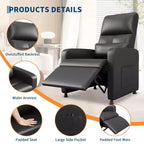 Fauteuil inclinable, fauteuil inclinable réglable, canapé ergonomique surrembourré, dossier haut, assise rembourrée, 2 poches latérales, siège de cinéma maison pour salon