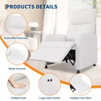 Fauteuil inclinable, fauteuil inclinable réglable, canapé ergonomique surrembourré, dossier haut, assise rembourrée, 2 poches latérales, siège de cinéma maison pour salon
