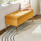 Banc de rangement Hippolytus avec garniture cloutée et capitonnage pour chambre à coucher | ART OF LIVING DESIGNS-NOIR
