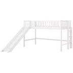 Okak Lit mezzanine enfant avec toboggan, taille double/pleine, 77,4 pouces, lit simple avec garde-corps de sécurité et échelle, cadres de lit pour chambre d'enfant, salle de jeux