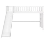 Okak Lit mezzanine enfant avec toboggan, taille double/pleine, 77,4 pouces, lit simple avec garde-corps de sécurité et échelle, cadres de lit pour chambre d'enfant, salle de jeux