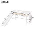 Okak Lit mezzanine enfant avec toboggan, taille double/pleine, 77,4 pouces, lit simple avec garde-corps de sécurité et échelle, cadres de lit pour chambre d'enfant, salle de jeux