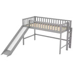 Okak Lit mezzanine enfant avec toboggan, taille double/pleine, 77,4 pouces, lit simple avec garde-corps de sécurité et échelle, cadres de lit pour chambre d'enfant, salle de jeux