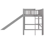 Okak Lit mezzanine enfant avec toboggan, taille double/pleine, 77,4 pouces, lit simple avec garde-corps de sécurité et échelle, cadres de lit pour chambre d'enfant, salle de jeux