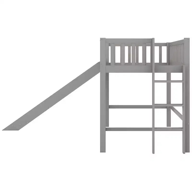 Okak Lit mezzanine enfant avec toboggan, taille double/pleine, 77,4 pouces, lit simple avec garde-corps de sécurité et échelle, cadres de lit pour chambre d'enfant, salle de jeux