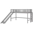 Okak Lit mezzanine enfant avec toboggan, taille double/pleine, 77,4 pouces, lit simple avec garde-corps de sécurité et échelle, cadres de lit pour chambre d'enfant, salle de jeux