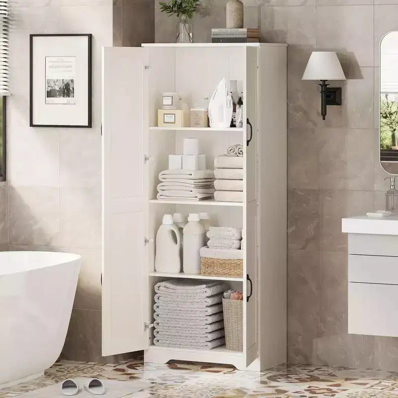 Meuble de cuisine, armoire de rangement autoportante blanche, 60 placards, meuble de rangement haut de salle de bain