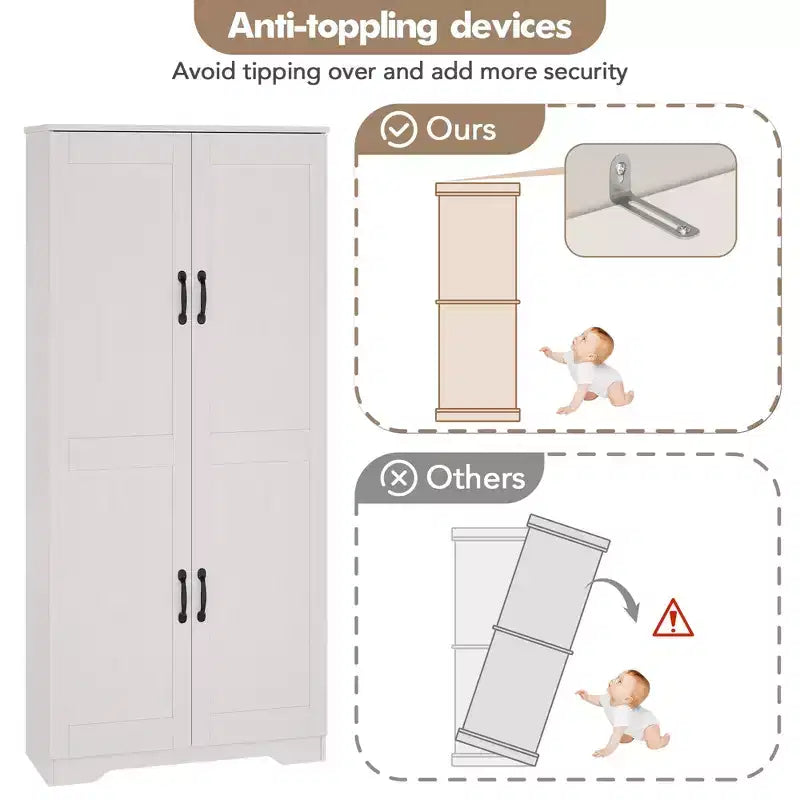 Meuble de cuisine, armoire de rangement autoportante blanche, 60 placards, meuble de rangement haut de salle de bain