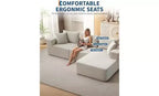 Canapé modulaire GustoWave 108 avec méridienne | Canapé en L moelleux et compressé pour salon | Design convertible, Beige