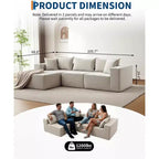 Canapé modulaire GustoWave 108 avec méridienne | Canapé en L moelleux et compressé pour salon | Design convertible, Beige