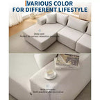 Canapé modulaire GustoWave 108 avec méridienne | Canapé en L moelleux et compressé pour salon | Design convertible, Beige