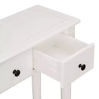 Okak 152 cm Table d'entrée rétro avec 4 tiroirs, Console étroite avec étagères ouvertes, Table de couloir pour salon, hall d'entrée, blanc