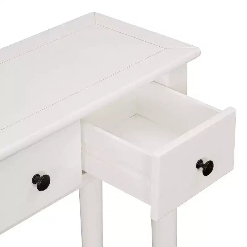 Okak 152 cm Table d'entrée rétro avec 4 tiroirs, Console étroite avec étagères ouvertes, Table de couloir pour salon, hall d'entrée, blanc
