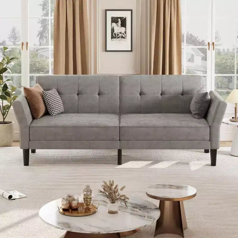 Canapé-lit futon 89, canapé-lit convertible avec dossier et accoudoirs réglables, canapé-lit futon moderne