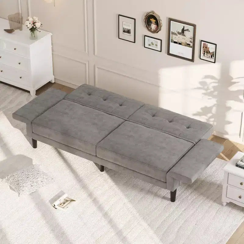 Canapé-lit futon 89, canapé-lit convertible avec dossier et accoudoirs réglables, canapé-lit futon moderne