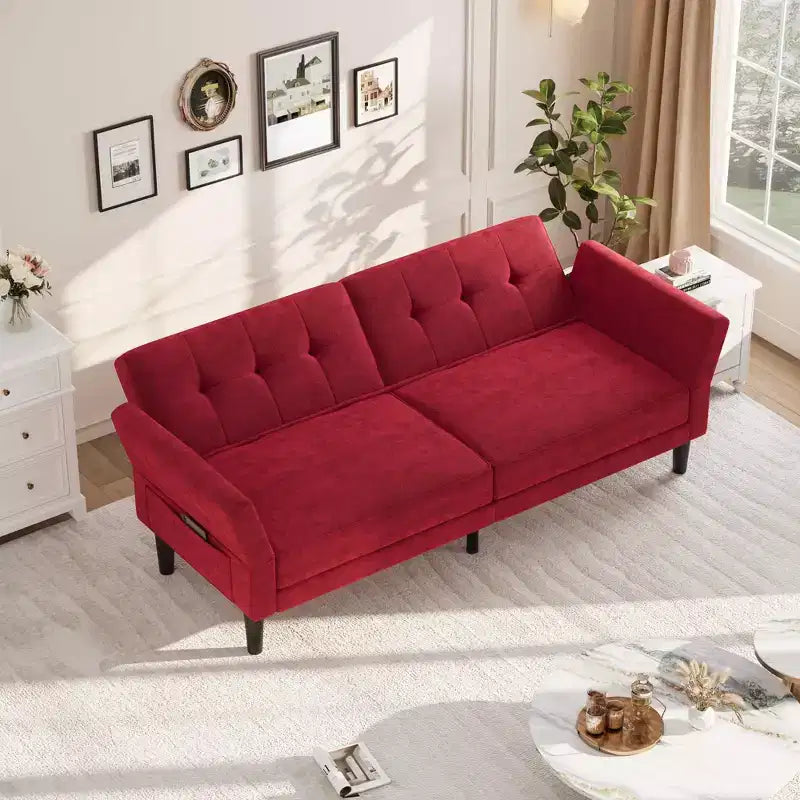 Canapé-lit futon 89, canapé-lit convertible avec dossier et accoudoirs réglables, canapé-lit futon moderne