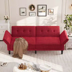 Canapé-lit futon 89, canapé-lit convertible avec dossier et accoudoirs réglables, canapé-lit futon moderne