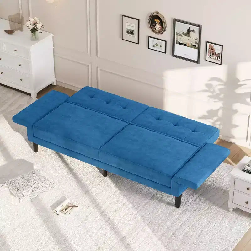 Canapé-lit futon 89, canapé-lit convertible avec dossier et accoudoirs réglables, canapé-lit futon moderne