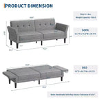 Canapé-lit futon 89, canapé-lit convertible avec dossier et accoudoirs réglables, canapé-lit futon moderne