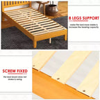 FDW Cadre de lit en bois Sommier polyvalent en bois massif avec 14 lattes en bois, sans sommier tapissier, avec tête de lit