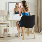 Fauteuil de coiffeuse en tissu Teddy pelucheux, jolies chaises de bureau avec dossier, chaise d'appoint roulante rembourrée pour salon/salle de maquillage/chambre à coucher