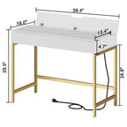 Coiffeuse moderne Okak avec miroir et ports USB, petite console de maquillage avec tiroirs grande capacité, table de maquillage pour chambres à coucher