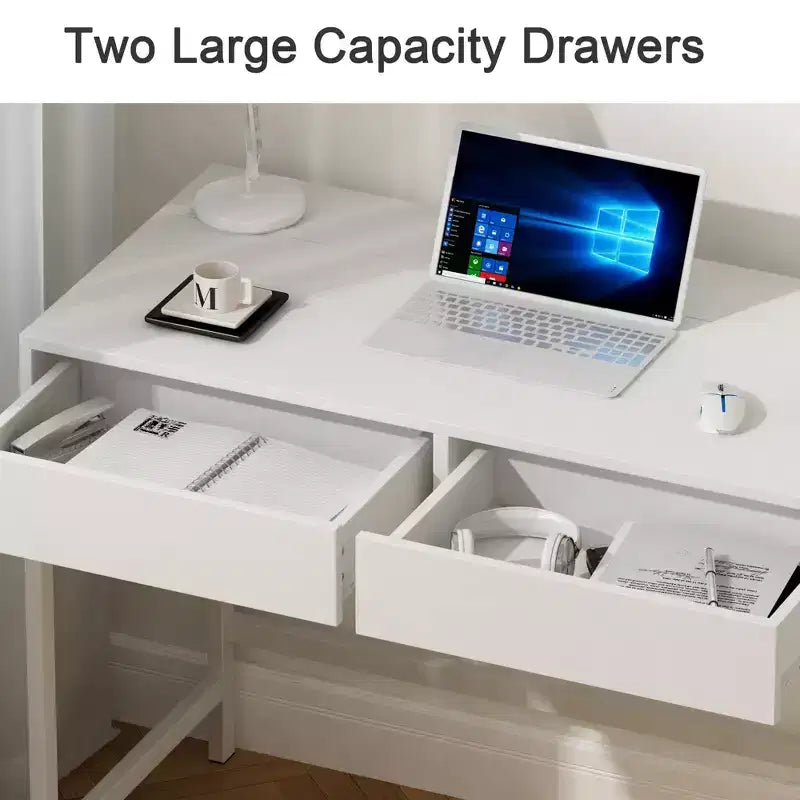 Coiffeuse moderne Okak avec miroir et ports USB, petite console de maquillage avec tiroirs grande capacité, table de maquillage pour chambres à coucher
