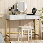 Coiffeuse moderne Okak avec miroir et ports USB, petite console de maquillage avec tiroirs grande capacité, table de maquillage pour chambres à coucher