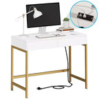 Coiffeuse moderne Okak avec miroir et ports USB, petite console de maquillage avec tiroirs grande capacité, table de maquillage pour chambres à coucher