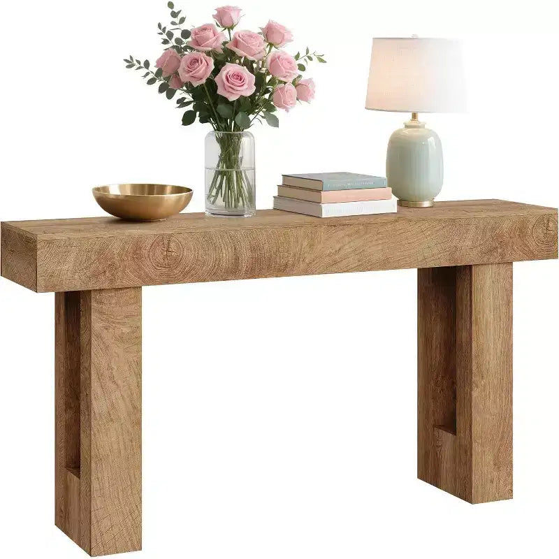 Table console rustique de 63 po – Table d'entrée de style ferme avec étagère ouverte pour le salon et le couloir