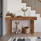 Table console rustique de 63 po – Table d'entrée de style ferme avec étagère ouverte pour le salon et le couloir