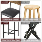 Tabourets de Bar Lot de 4, Tabourets de Bar de Cuisine avec Repose-Pieds, Chaises de Bar Rembourrées de 65 cm avec Dossier, 4 Tabourets de Comptoir Hauteur Standard pour Bar de Comptoir