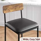 Tabourets de Bar Lot de 4, Tabourets de Bar de Cuisine avec Repose-Pieds, Chaises de Bar Rembourrées de 65 cm avec Dossier, 4 Tabourets de Comptoir Hauteur Standard pour Bar de Comptoir