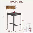 Tabourets de Bar Lot de 4, Tabourets de Bar de Cuisine avec Repose-Pieds, Chaises de Bar Rembourrées de 65 cm avec Dossier, 4 Tabourets de Comptoir Hauteur Standard pour Bar de Comptoir