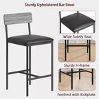 Tabourets de Bar Lot de 4, Tabourets de Bar de Cuisine avec Repose-Pieds, Chaises de Bar Rembourrées de 65 cm avec Dossier, 4 Tabourets de Comptoir Hauteur Standard pour Bar de Comptoir