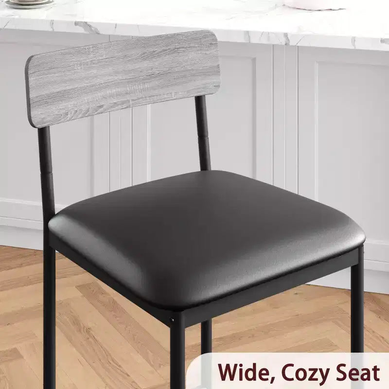 Tabourets de Bar Lot de 4, Tabourets de Bar de Cuisine avec Repose-Pieds, Chaises de Bar Rembourrées de 65 cm avec Dossier, 4 Tabourets de Comptoir Hauteur Standard pour Bar de Comptoir