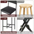 Tabourets de Bar Lot de 4, Tabourets de Bar de Cuisine avec Repose-Pieds, Chaises de Bar Rembourrées de 65 cm avec Dossier, 4 Tabourets de Comptoir Hauteur Standard pour Bar de Comptoir