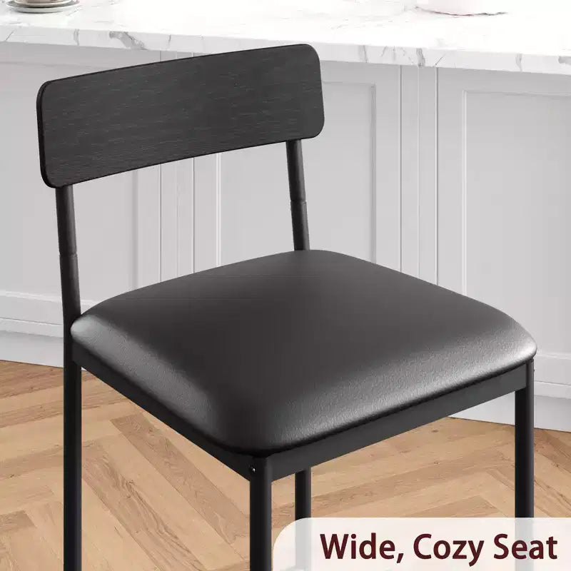 Tabourets de Bar Lot de 4, Tabourets de Bar de Cuisine avec Repose-Pieds, Chaises de Bar Rembourrées de 65 cm avec Dossier, 4 Tabourets de Comptoir Hauteur Standard pour Bar de Comptoir