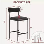 Tabourets de Bar Lot de 4, Tabourets de Bar de Cuisine avec Repose-Pieds, Chaises de Bar Rembourrées de 65 cm avec Dossier, 4 Tabourets de Comptoir Hauteur Standard pour Bar de Comptoir