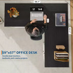 Bureau de direction en L (60) Bureau d'angle de style rustique avec tiroirs de classement et armoire de rangement réglable, idéal pour le bureau à domicile ou l'étude